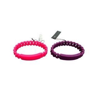 Marc By Marc Jacobs NWT Vibrant Pink and Purple Braided Silicone Bracelets